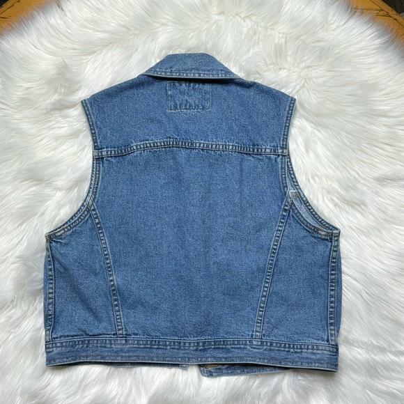 Vintage Levi's Denim Jean Vest White Tab - Picture 2 of 5